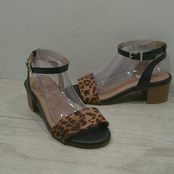 Sexy Torrid Pinup Style Retro Leopard Low Block Heel Sandals Size 9W | Wide - Picture 1 of 14